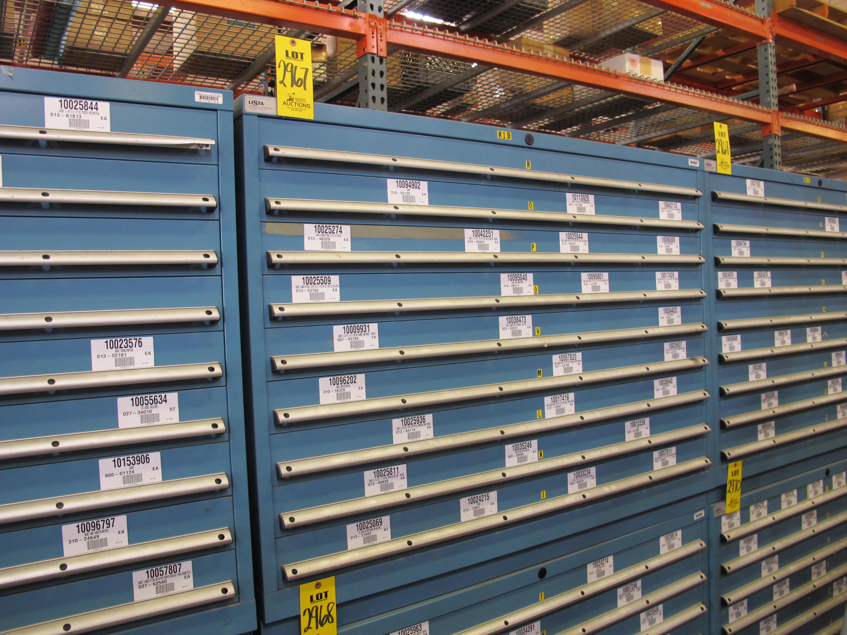 LISTA HEAVY DUTY 9-DRAWER PARTS CABINET W/ CONTENTS (W-50) LOADING & HANDLING FEE $25-